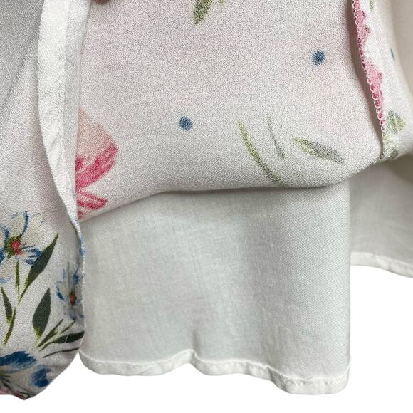 Lulus Radiating Beauty White Floral Print Wrap Dress size Medium - Picture 7 of 12